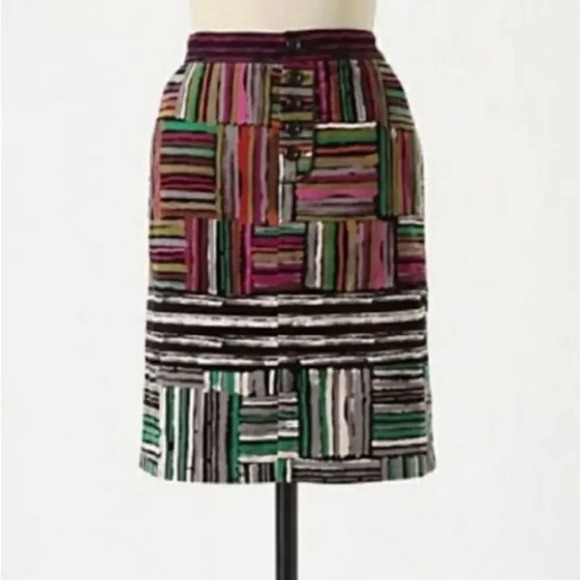 ODILLE‎ by ANTHROPOLOGIE NWOT Velvet Spectrum Map Skirt in Black Motif - Picture 1 of 7